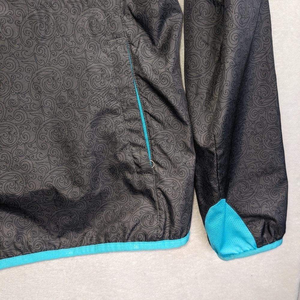 REI Women's Black Paisley Printed Lightweight Biking Jacket with Blue Accents XS - Picture 9 of 14